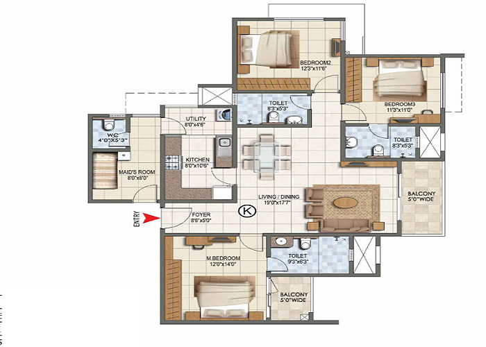 Prestige Highland Hideaway 3.5 BHK Floor Plan